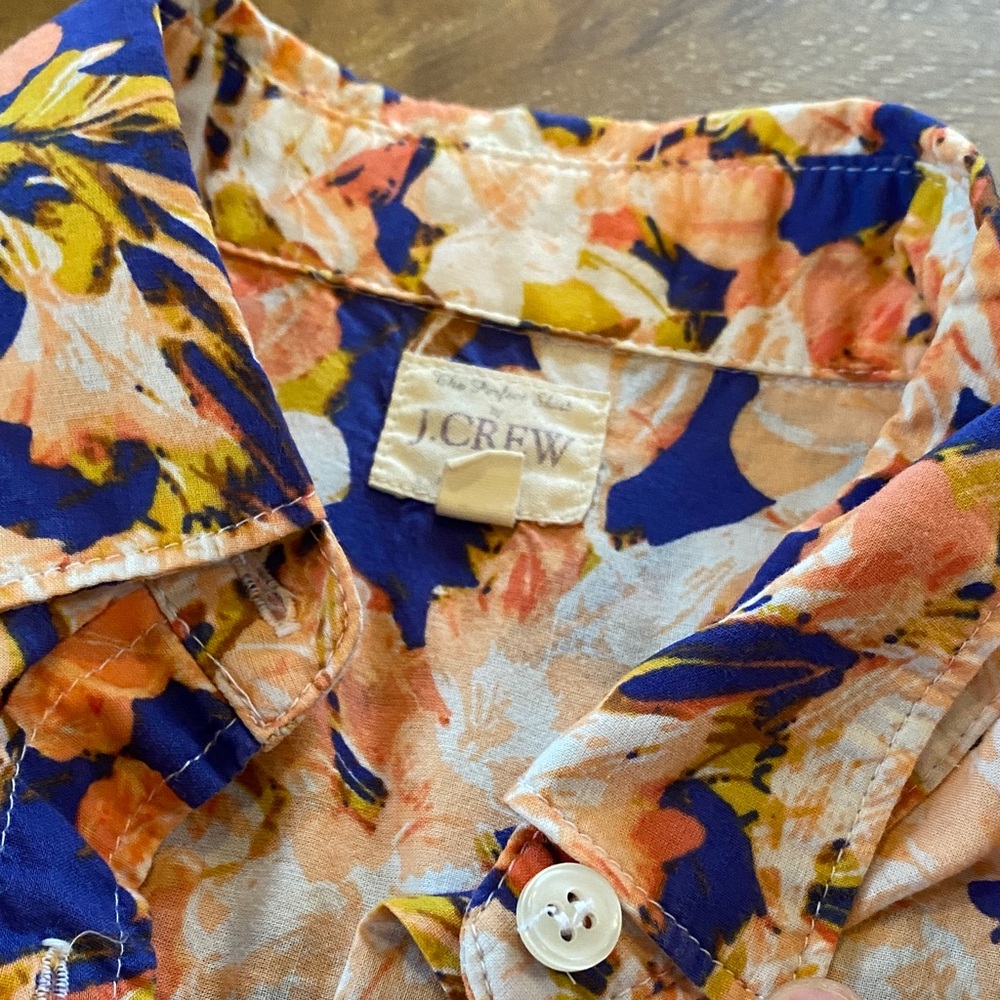 J.Crew Blue & Orange Floral Button-Up Shirt – Size Small - Picture 2 of 5